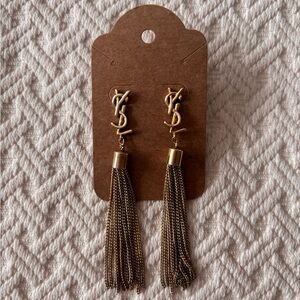 Elegant YSL Gold Tassel Earrings